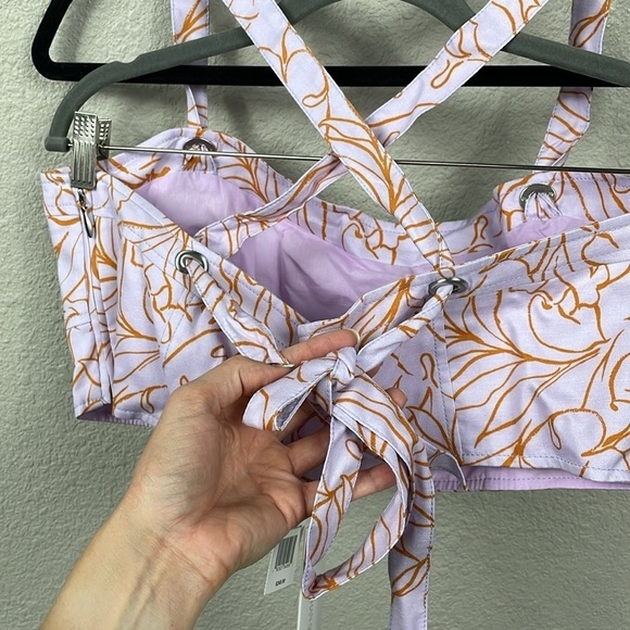 NWT Jonathan Simkhai Tilly Painted Tropical Floral Print Lupine Crop Top Sz XL - Picture 5 of 14